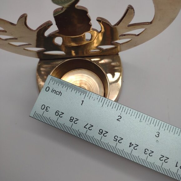 Vintage Lot of 3 Christmas Brass Votive Pillar Candle Holders, Tree Star Wreath - Picture 12 of 17